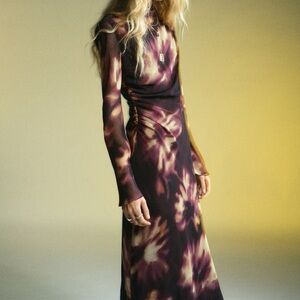 Mango TIE-DYE RUCHED DRESS
